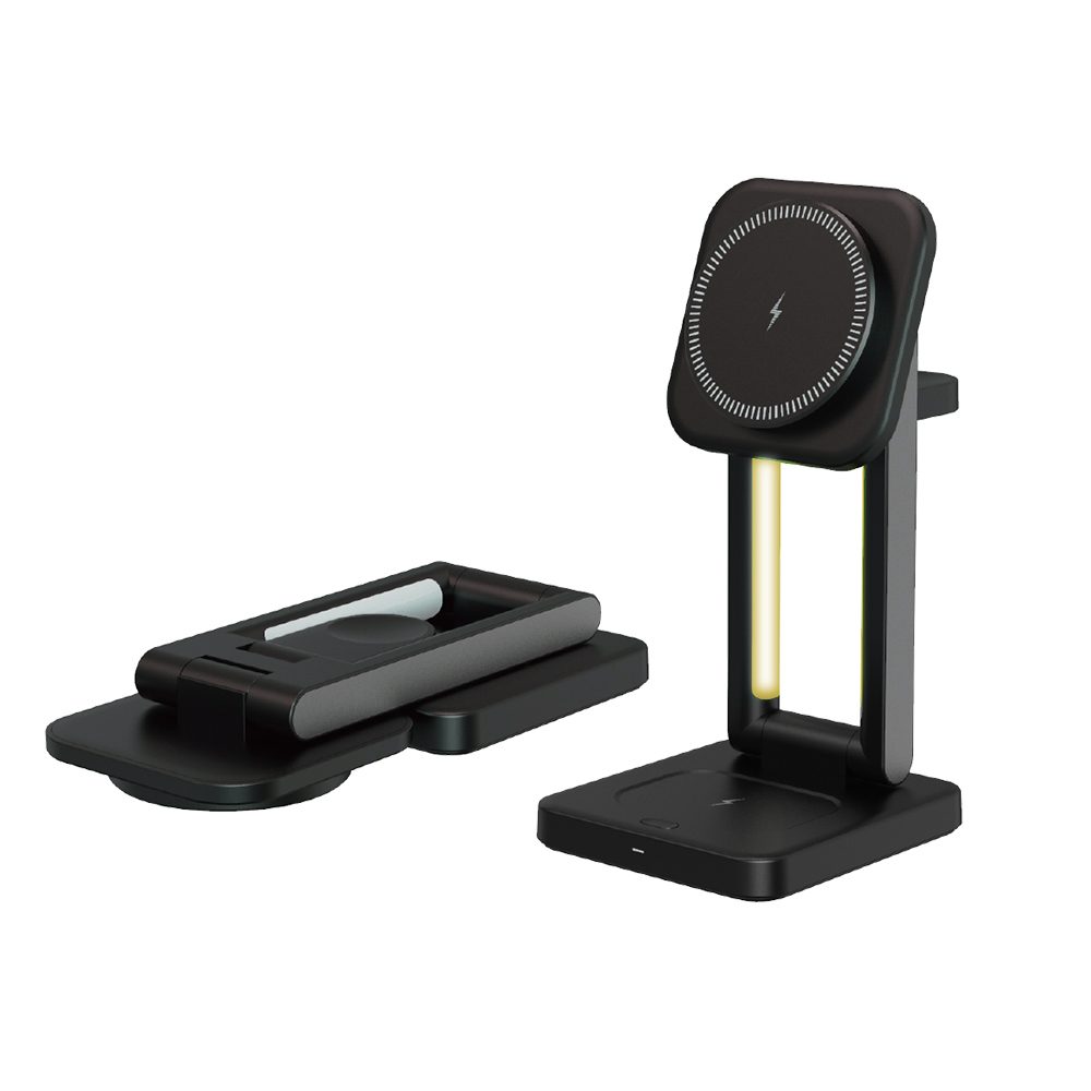 T40 3 in 1 Foldable Magnetic Wireless Charger with Night Light